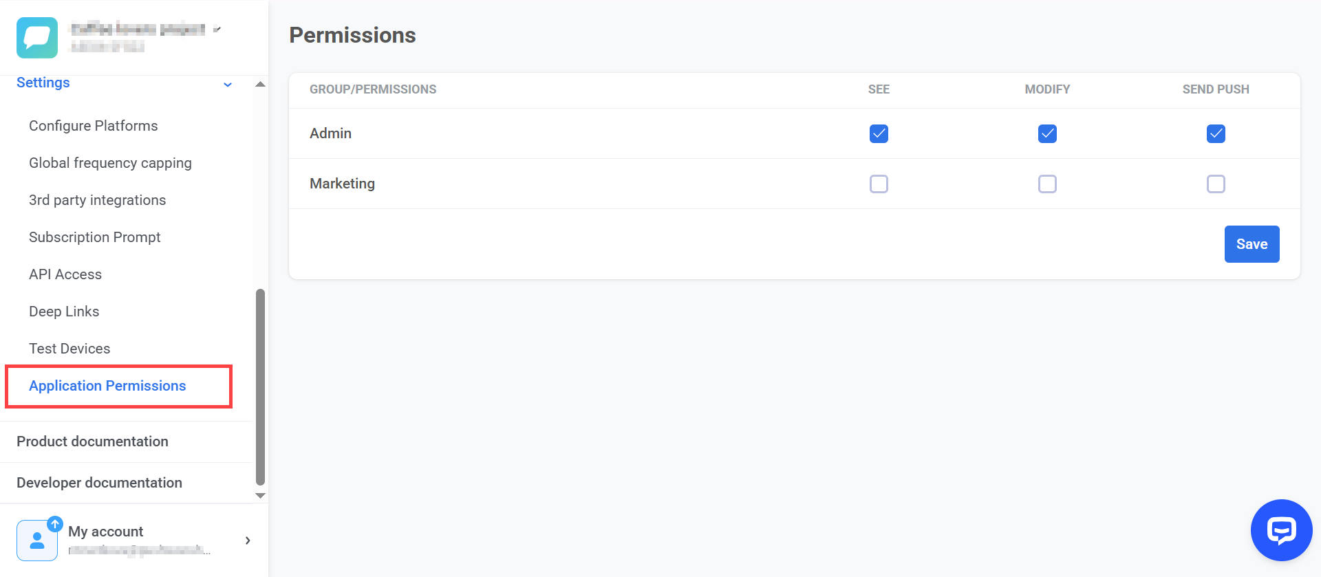 App-specific permissions