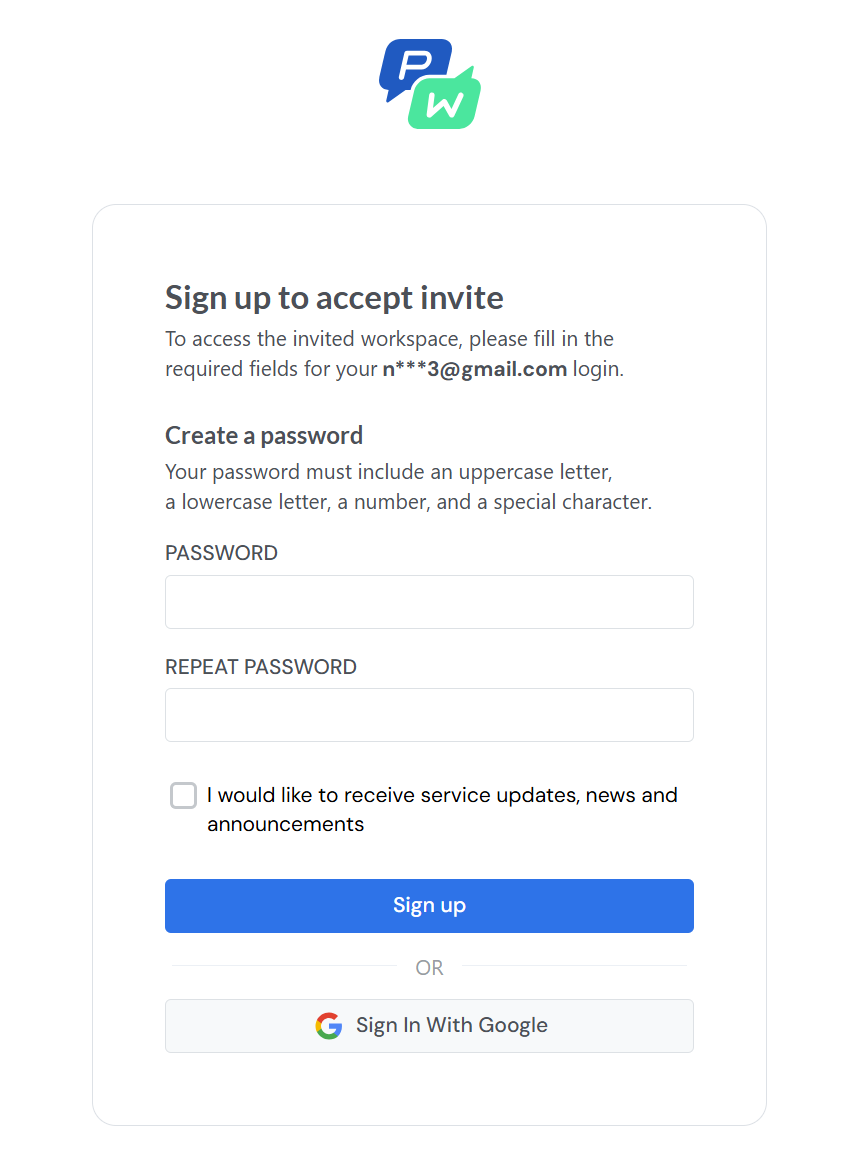 Sign up to accept invite