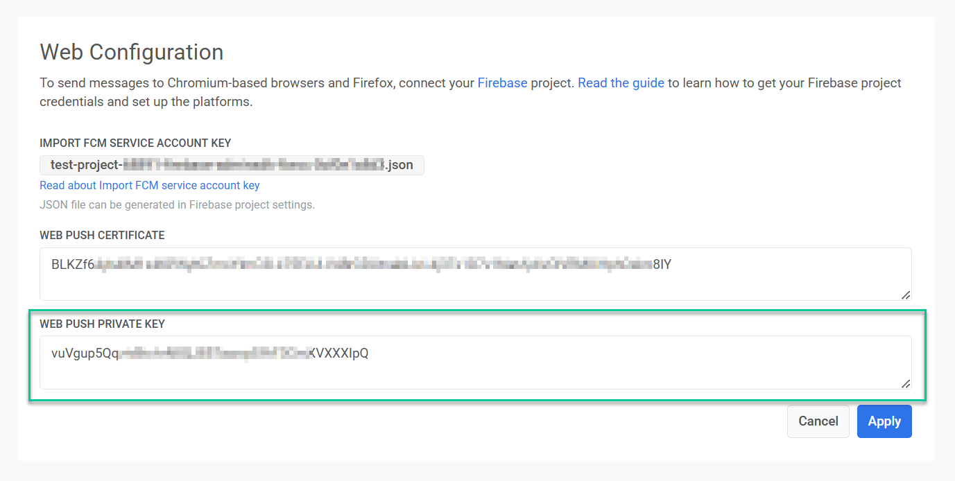 вставьте закрытый ключ