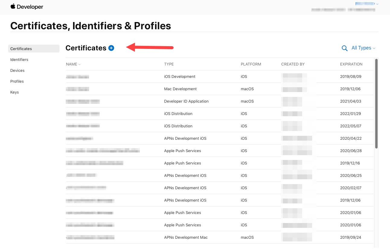 Добавление нового сертификата