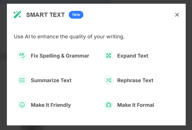 Smart text AI options