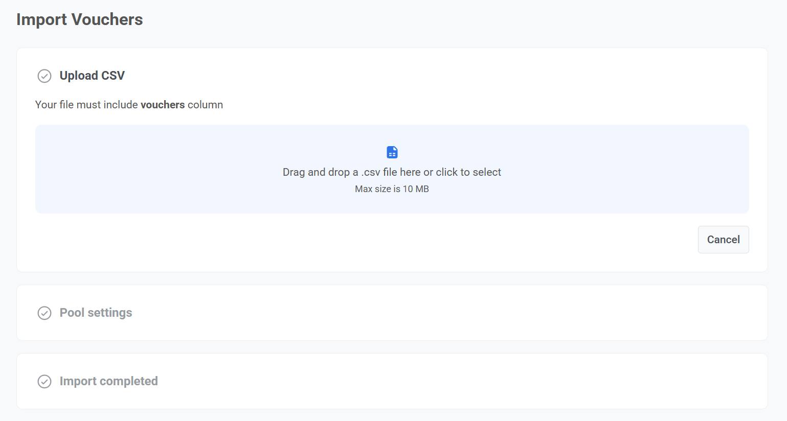 Загрузка .csv-файла с промокодами