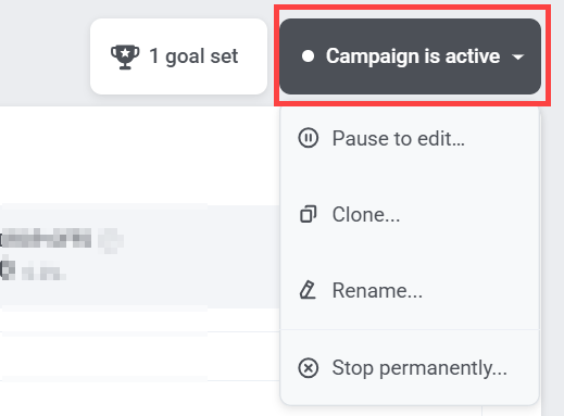 Управление статусом кампании