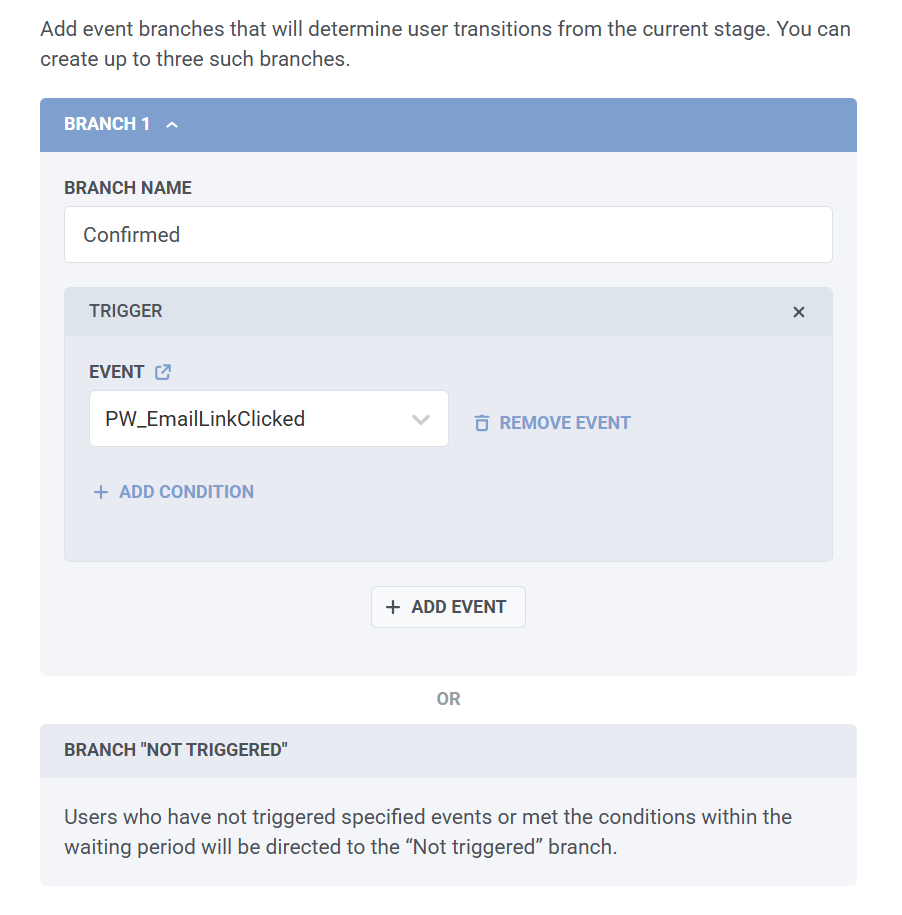 Настройка элемента «Ожидание триггера»