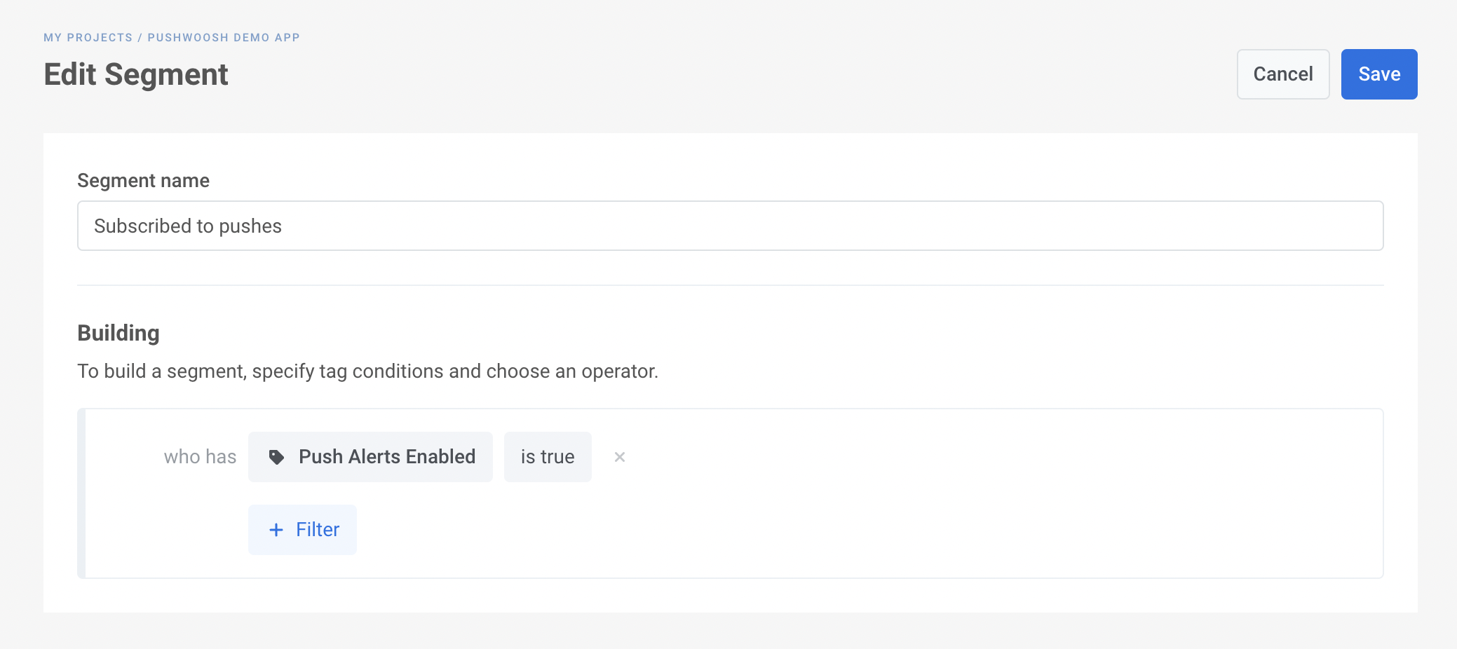 Создание сегмента
