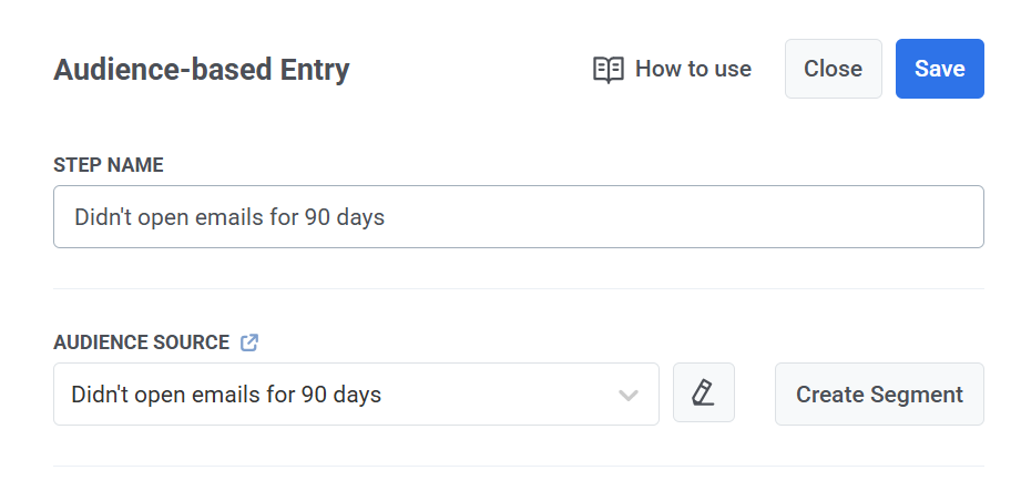 Настройка элемента Audience-based Entry