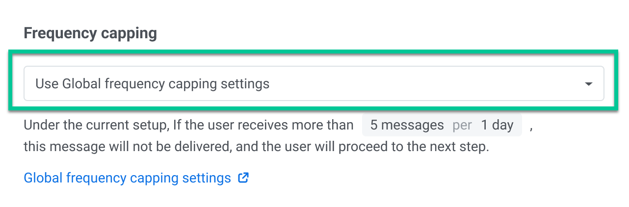 Индикатор ограничения частоты в настройках сообщения в Journey