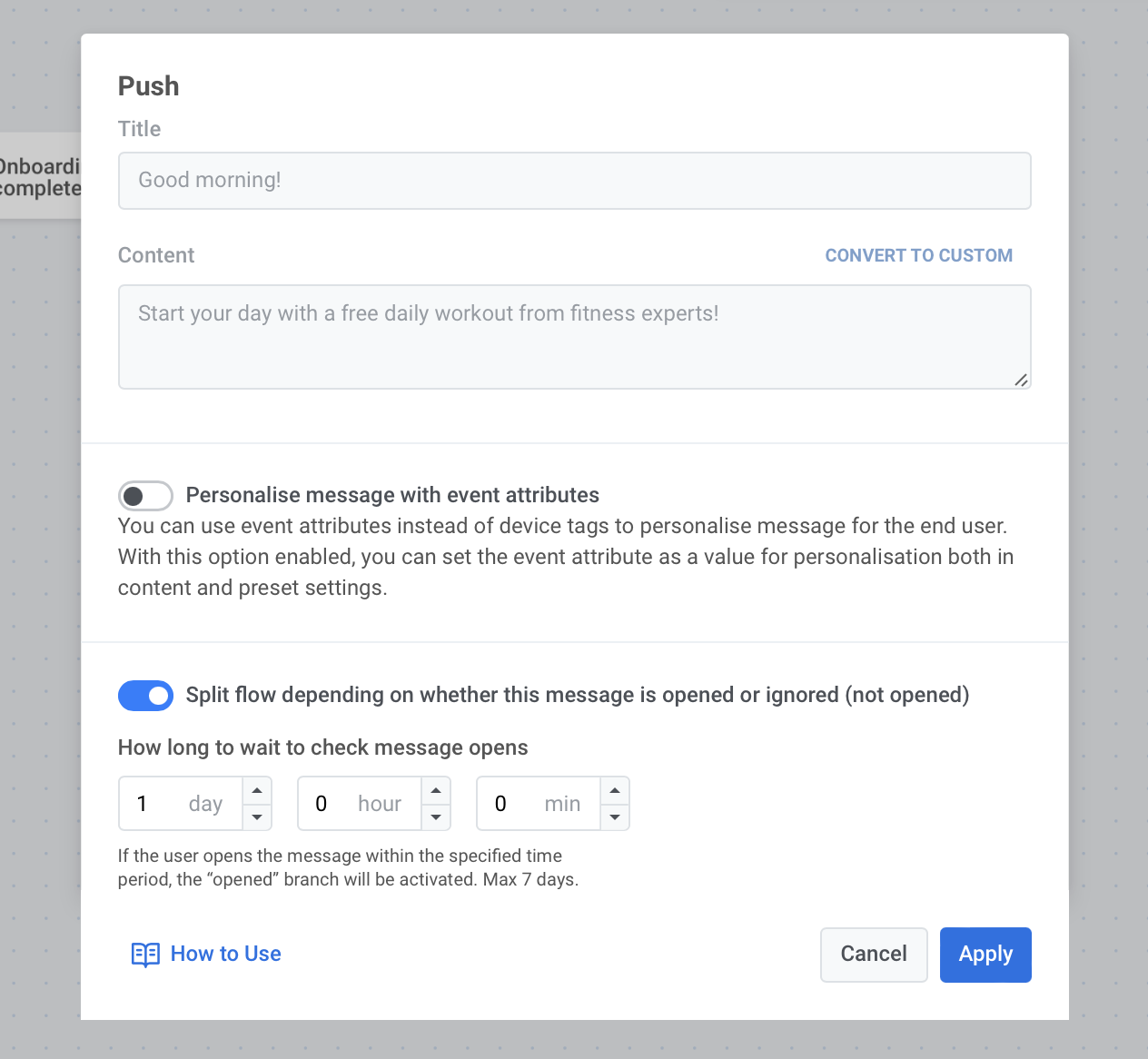 Настройки push-уведомления