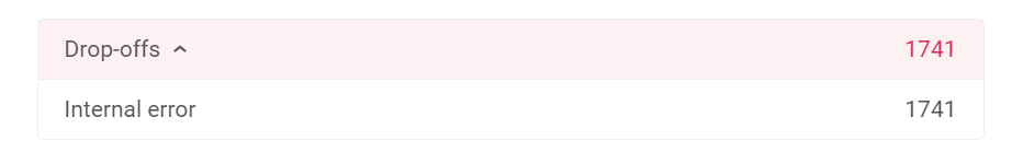 Вы можете увидеть причины и количество Drop-offs